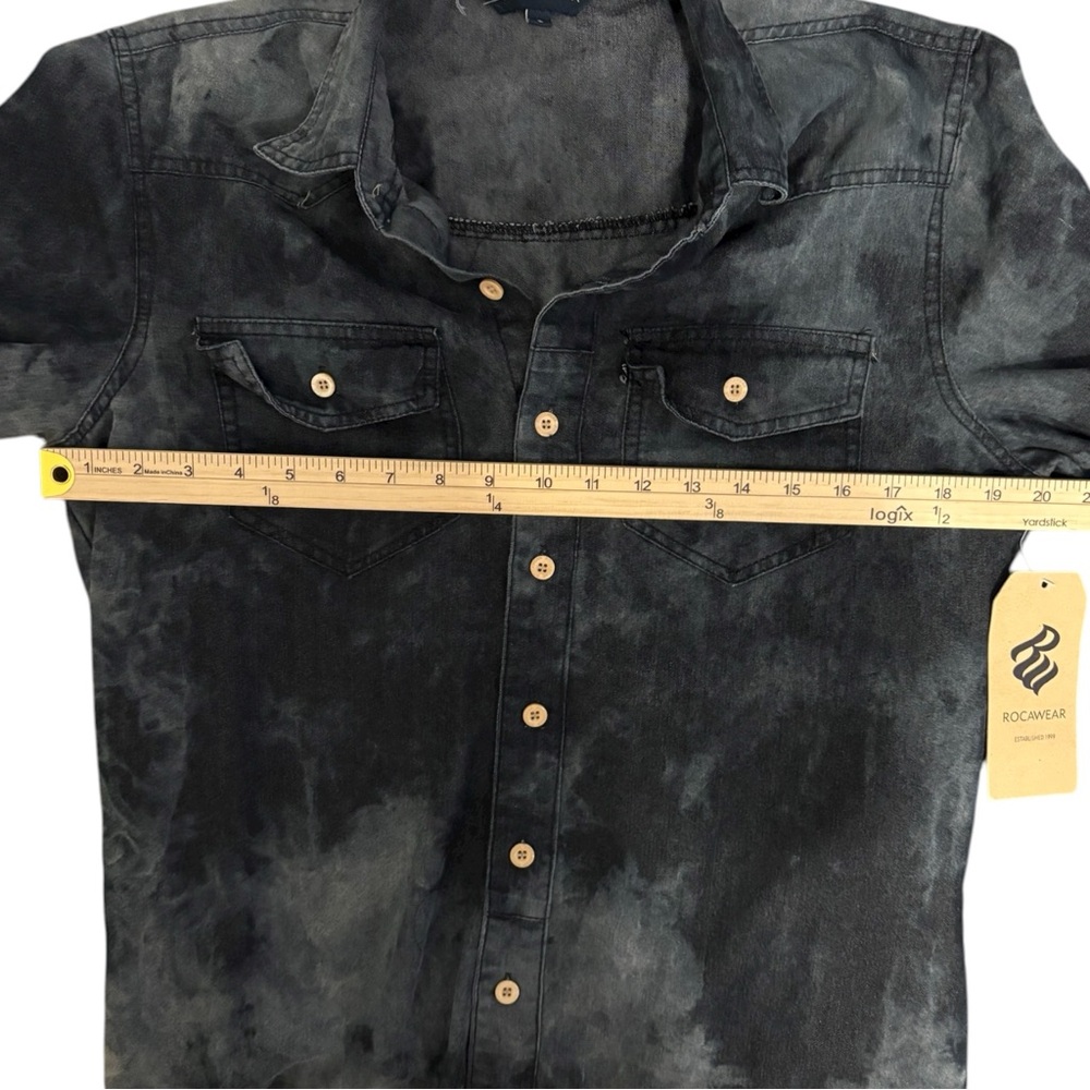 🚨3 for $15 VTG NWT Rocawear Shirt Men S Grey Acid Wash Denim 90s Y2K - Picture 6 of 9